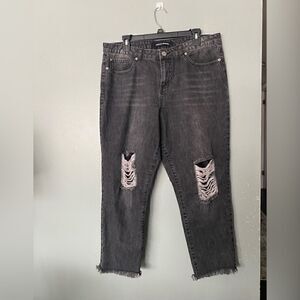 Ashley Mason black frayed ankle relaxed fit jeans 31